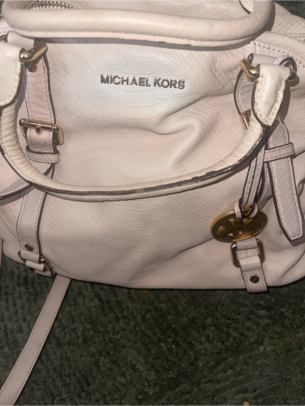 Michael Kors Blush Pink Leather Shoulder Bag with Gold Hardware